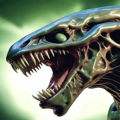 In the sci-fi novel, the alien creature chomped on its prey with its razor-sharp teeth.