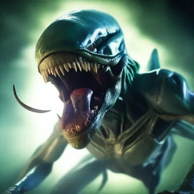 In the sci-fi novel, the alien creature chomped on its prey with its razor-sharp teeth.