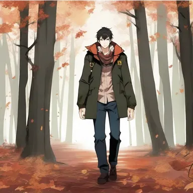 The protagonist walked through the forest, listening to the chomp of his footsteps on fallen leaves.