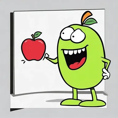 In the comic strip, the character chomped on an apple, making a loud crunching sound.