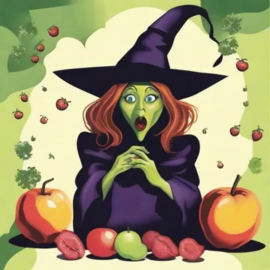 In the religious story, the wicked witch chomped on a piece of forbidden fruit, causing a loud crunch.