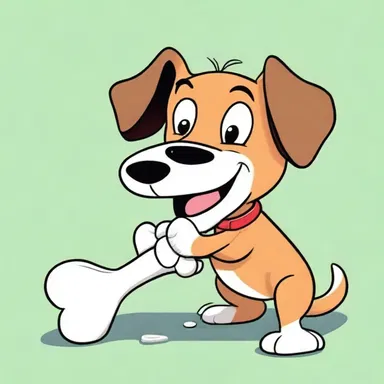 In the cartoon, the dog chomped on a bone, making a noisy crunching sound.