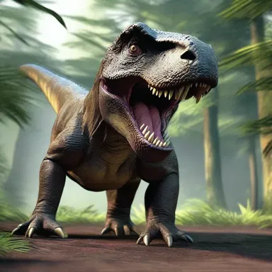In the movie scene, the dinosaur chomped on its prey, creating a terrifying crunching noise.