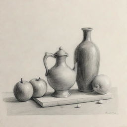 A still life sketch illustrating a harmonious combination of objects.