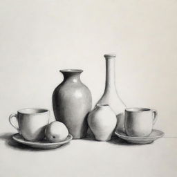 A still life sketch illustrating a harmonious combination of objects.