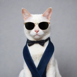 A stylish cat confidently sporting a pair of sleek sunglasses