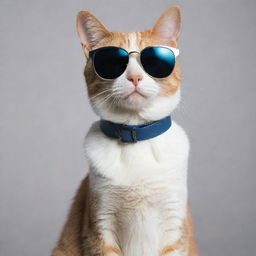 A stylish cat confidently sporting a pair of sleek sunglasses