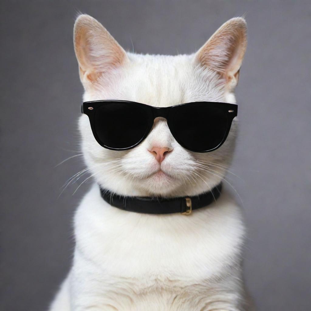 A stylish cat confidently sporting a pair of sleek sunglasses