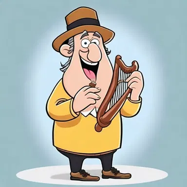 In the cartoon, the character played a catchy tune on a jews' harp to entertain the audience.
