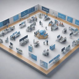 A visually impressive image of a tech-savvy company actively assisting organizations in shaping the digital world, complete with 3D models of various digital solutions in progress.