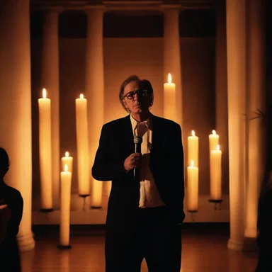 In a candlelit setting, the rhetorician held the audience spellbound as he delivered a passionate speech about love and devotion.