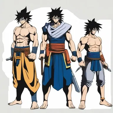 In the anime series, the main characters form a powerful triplet of warriors.