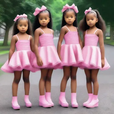The fashion designer created a stunning outfit inspired by the concept of triplets, featuring matching dresses in different colors.