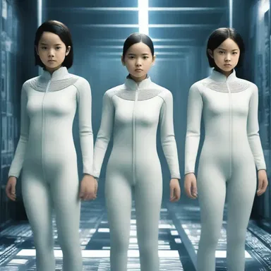 In the science fiction novel, the protagonist encounters a set of triplets who have special powers.