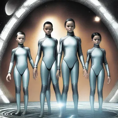 In the science fiction novel, the protagonist encounters a set of triplets who have special powers.