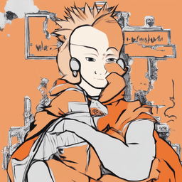 A high-quality digital art image of the internet character, Wojak, depicted as Goku from Dragonball