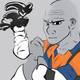 A high-quality digital art image of the internet character, Wojak, depicted as Goku from Dragonball