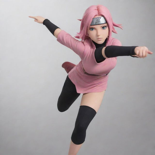 Sakura Haruno from Naruto anime in a dynamic pose