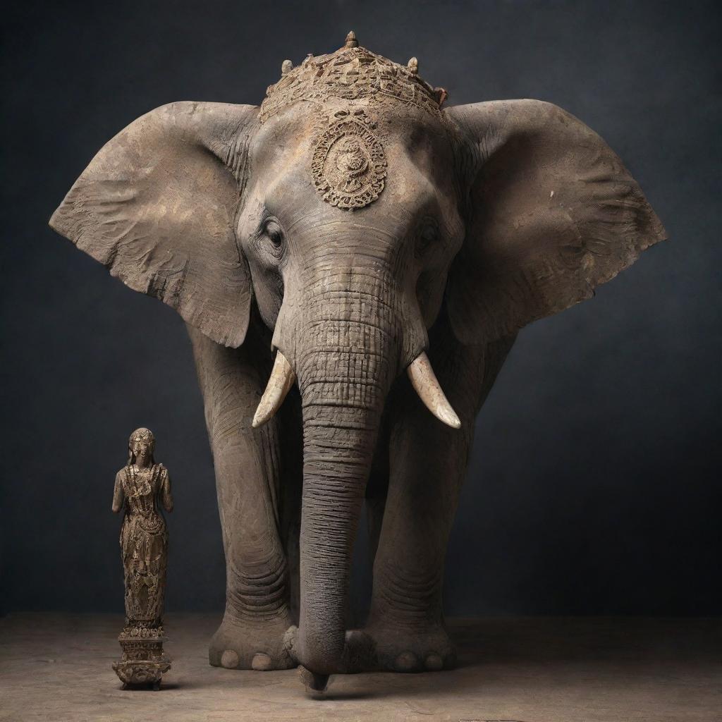 A mystical figure with the head of an elephant