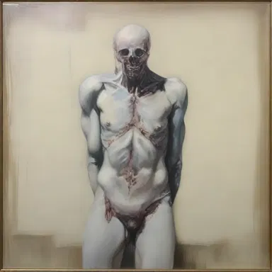 The artist's painting depicted a suffocating figure to symbolize the feeling of being asphyxiated by societal expectations.