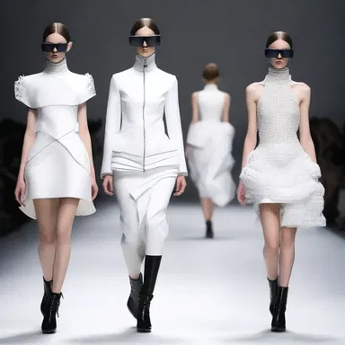 The designer's avant-garde collection featured a dress with a high collar that seemed to asphyxiate the models, making a bold statement on the concept of restriction in fashion.