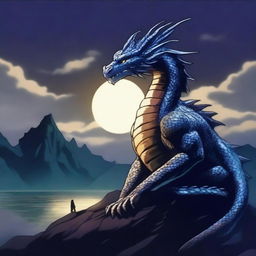 A highest quality digital art image depicting a melancholy scene with a majestic dragon