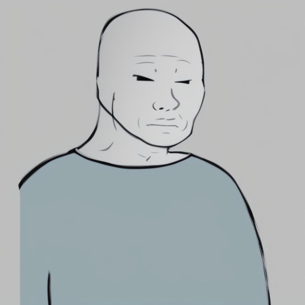 A high-quality digital art image of the well-known Wojak character, depicted as obese