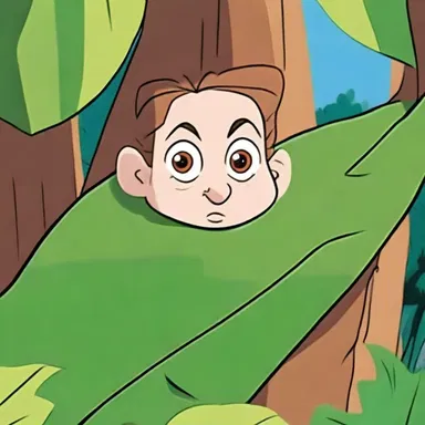 In the cartoon, the main character hides behind a large palas leaf to spy on the villain.