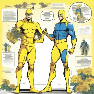 In the comic strip, the superhero uses the yellow dye obtained from palas flowers to create a unique costume.