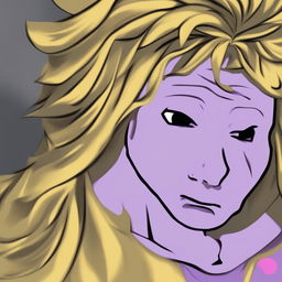 A high-quality digital art image depicting a fusion of Dio Brando from 'JoJo's Bizarre Adventure' and the meme character, Wojak