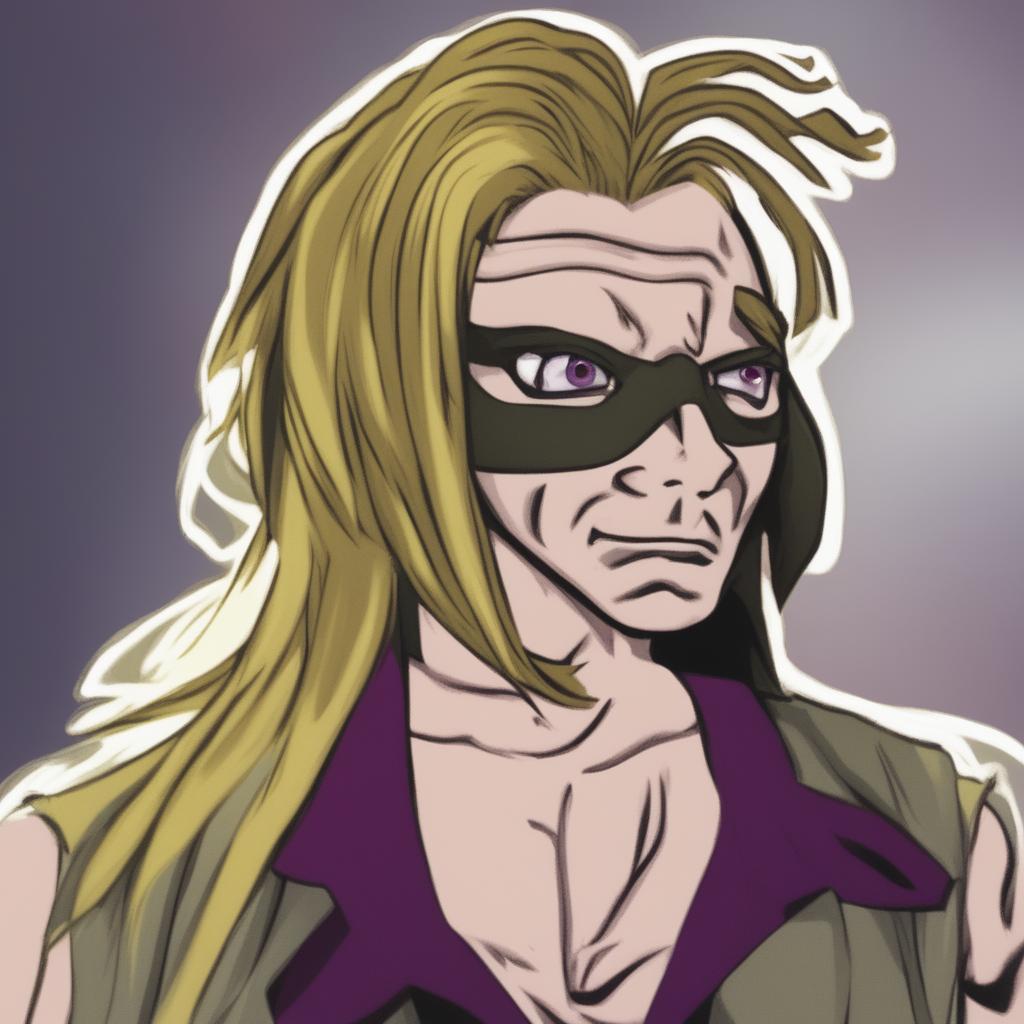 A high-quality digital art image depicting a fusion of Dio Brando from 'JoJo's Bizarre Adventure' and the meme character, Wojak