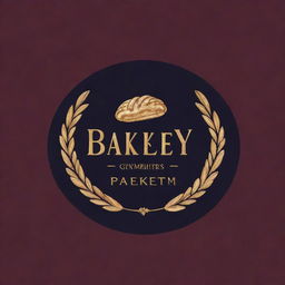 Generate a bakery and pastry brand logo with gold elements. Place the logo on a rich burgundy or deep navy blue background for a sophisticated and luxurious look.