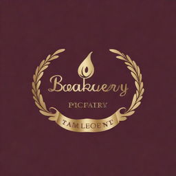 Generate a bakery and pastry brand logo with gold elements. Place the logo on a rich burgundy or deep navy blue background for a sophisticated and luxurious look.