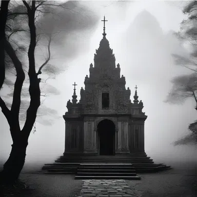 The religious artist used orthochromatic film to create a mystical atmosphere in his photographs of sacred places.