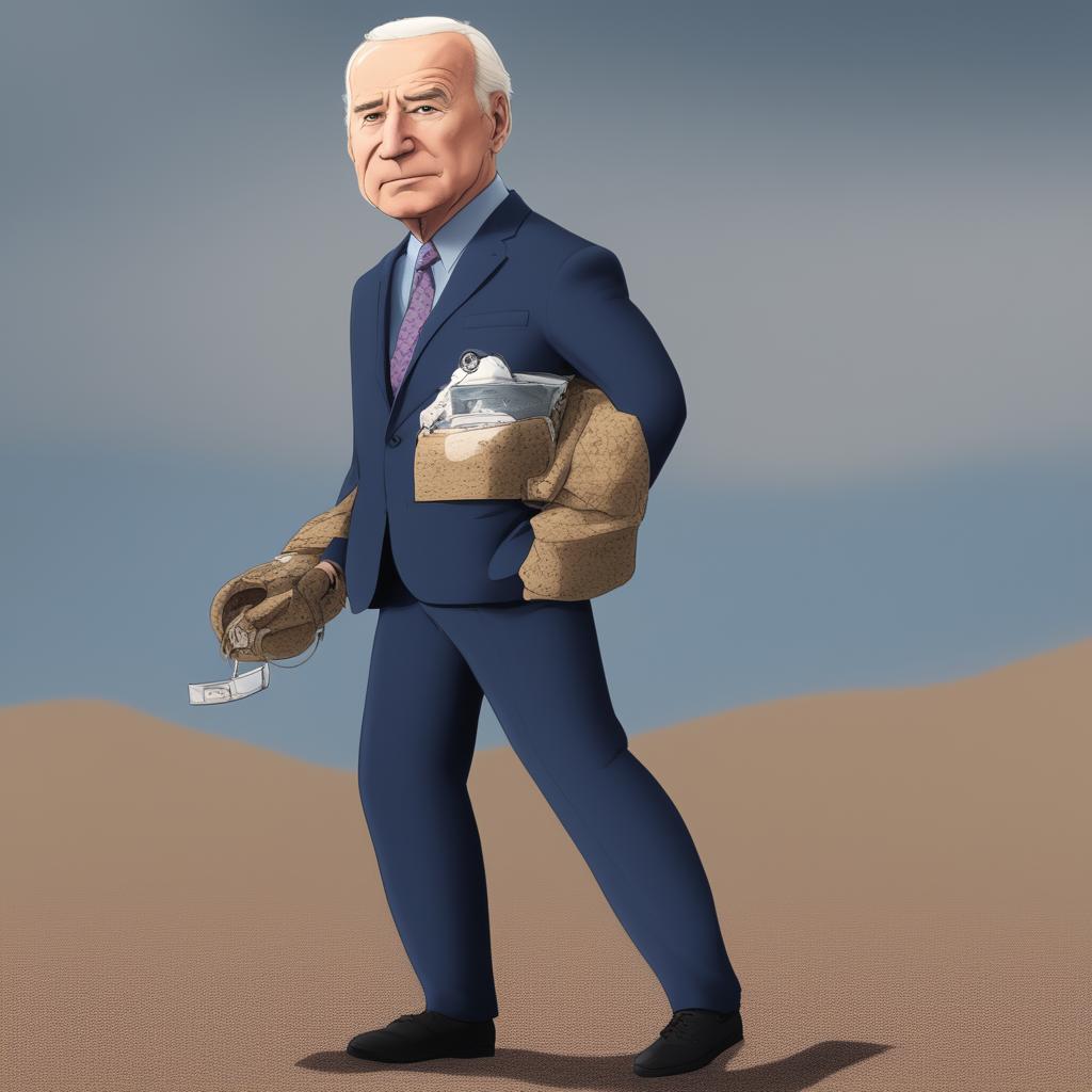 A high-quality digital art image depicting a fusion of Joe Biden and the meme character, Soy Wojak