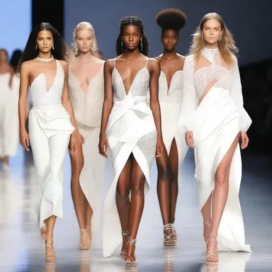The fashion designer showcased her latest collection with models walking down the runway and embracing each other as a symbol of unity and love.