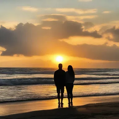 As the sun set over the ocean, they stood on the beach, locked in a warm and passionate embracement.