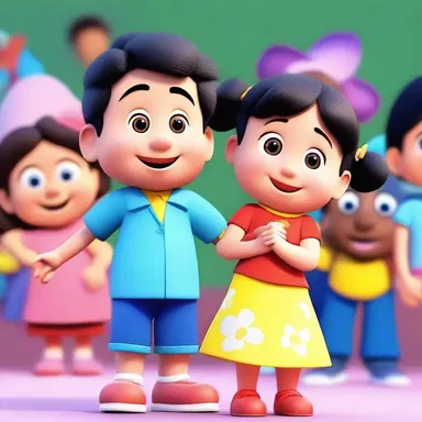 The cartoon characters shared a heartwarming embracement, bringing smiles and joy to the audience.