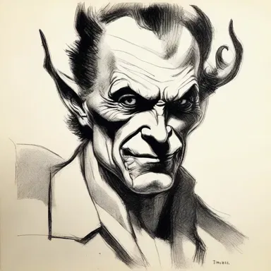 The artist sketched a devilishly charismatic portrait, capturing the wicked charm in the subject's eyes.