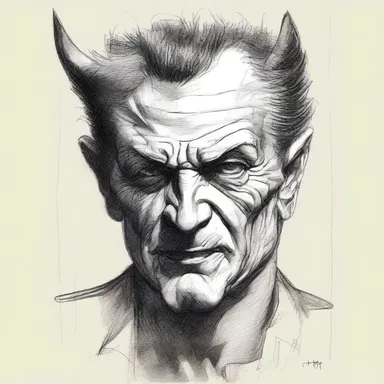The artist sketched a devilishly charismatic portrait, capturing the wicked charm in the subject's eyes.