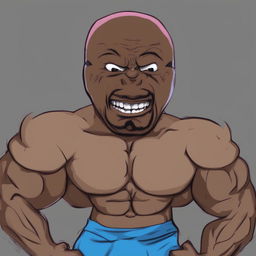 A high-quality digital art image depicting a fusion of Ronnie Coleman and the meme character, Happy Wojak