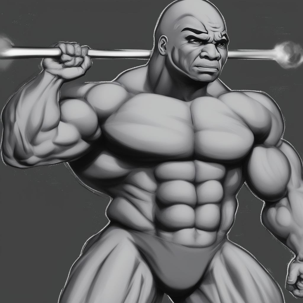 A high-quality digital art image depicting a fusion of Ronnie Coleman, the professional bodybuilder, and the meme character, Wojak