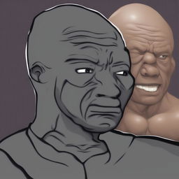 A high-quality digital art image depicting a fusion of Ronnie Coleman and the meme character, Wojak