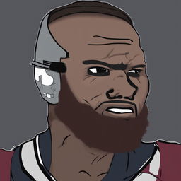 A high-quality digital art image depicting a fusion of LeBron James and the meme character, Wojak