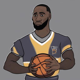 A high-quality digital art image depicting a fusion of LeBron James and the meme character, Wojak