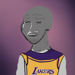 A high-quality digital art image depicting a fusion of Kobe Bryant and the meme character, Wojak