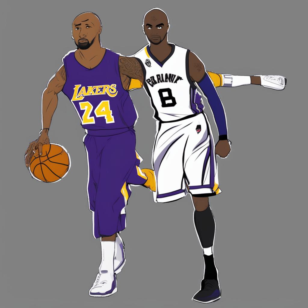 A high-quality digital art image depicting a fusion of Kobe Bryant and the meme character, Wojak