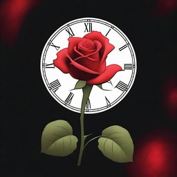 A high-quality digital art poster showcasing a single, vivid red rose in full bloom against a stark black background