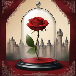 An exquisite digital art poster, inspired by the Beauty and The Beast, titled 'The Rose'