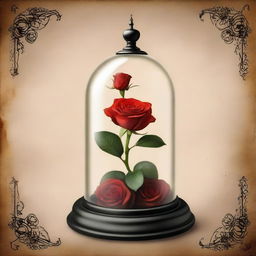 An exquisite digital art poster, inspired by the Beauty and The Beast, titled 'The Rose'